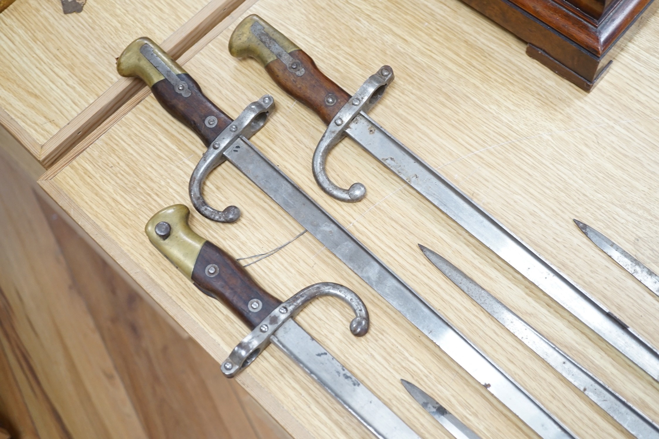 A group of six 19th century French bayonets